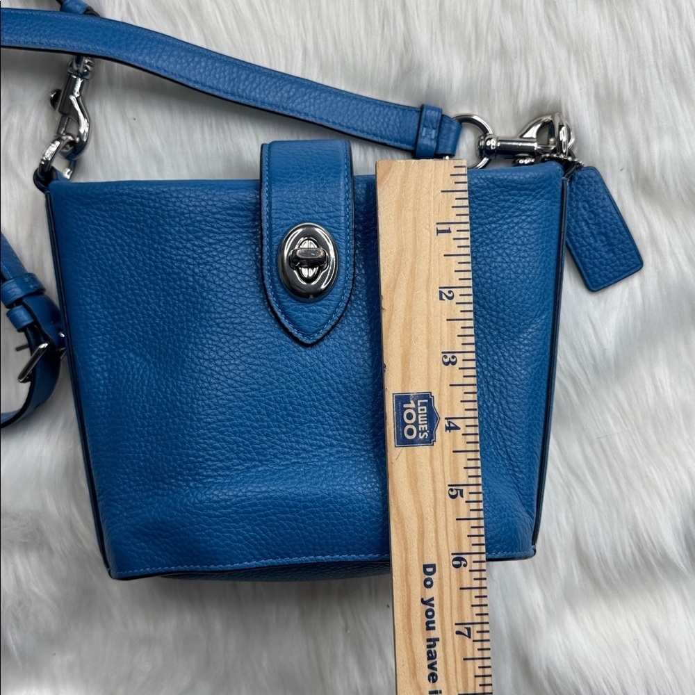Coach C2814 Addie Pebble Leather Crossbody Bag SV/Vivid Blue crossbody purse - Picture 3 of 10